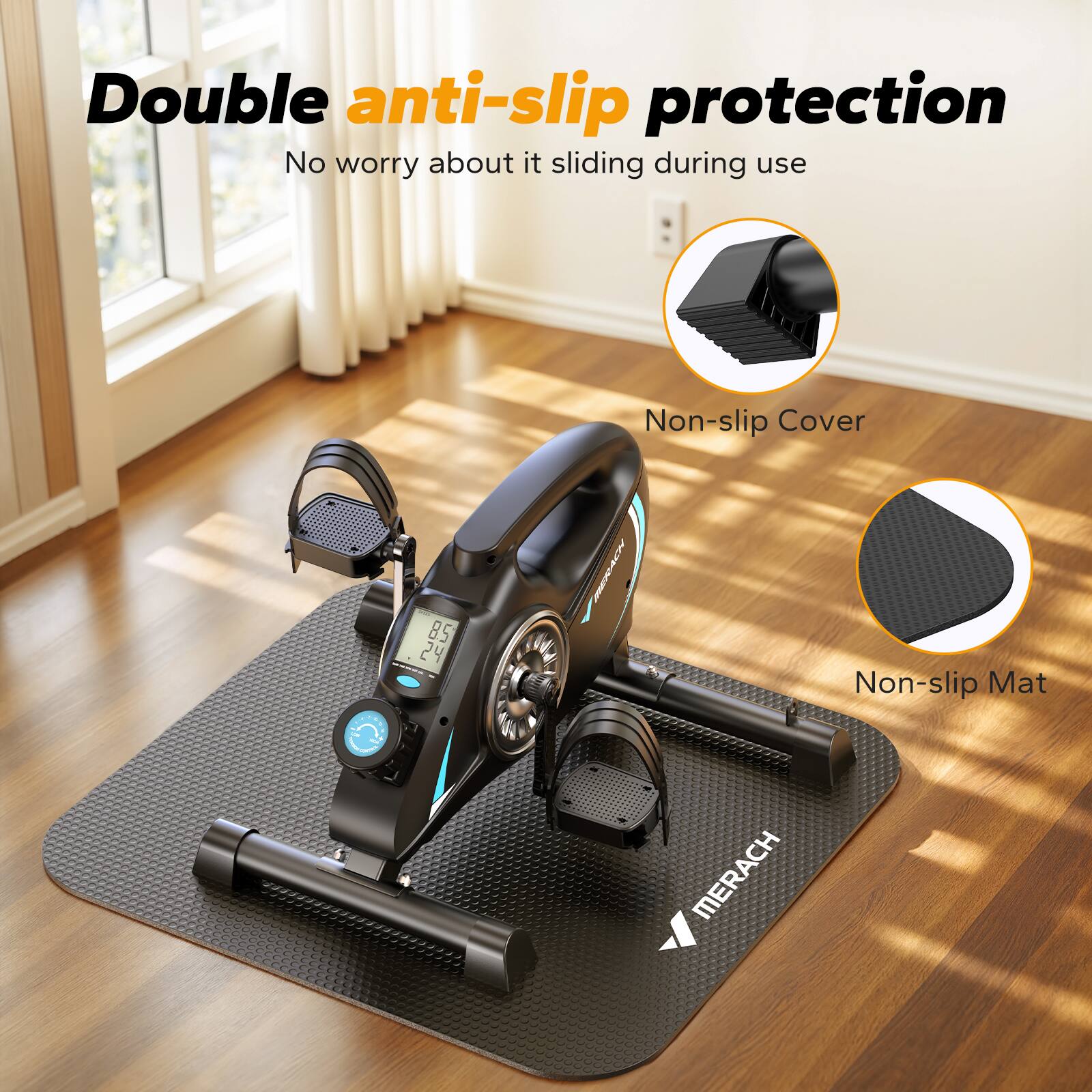 MERACH New Quiet Magnetic Mini Exercise Bike Under Desk Bike Pedal