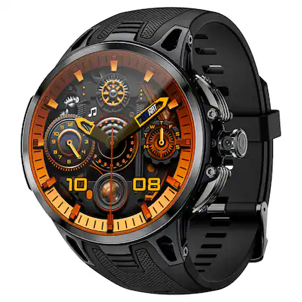 Front. LOKMAT - APPLLP 4 PRO Smart Watch with 4G LTE SIM, 1.75" AMOLED Display, Rotating Camera, NFC, Heart Rate & Blood Oxygen Monitor - Black.