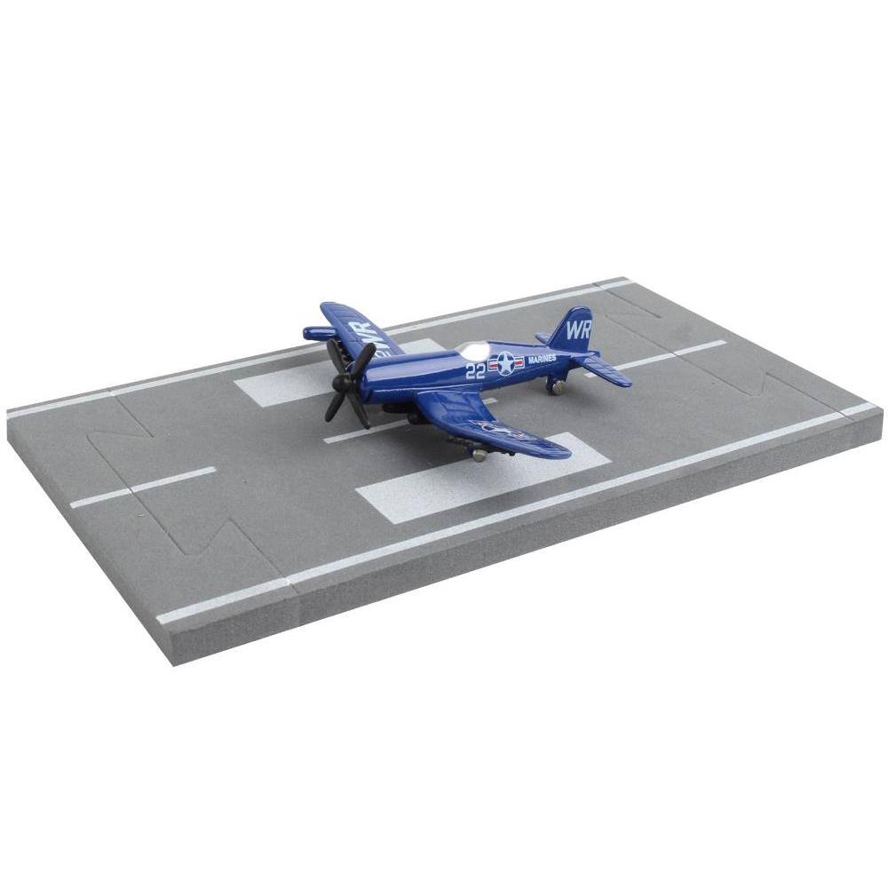 Back. Runway24 - Vought F4U Corsair Blue USMC with Runway Section Diecast Model Airplane by Runway24 - Blue.