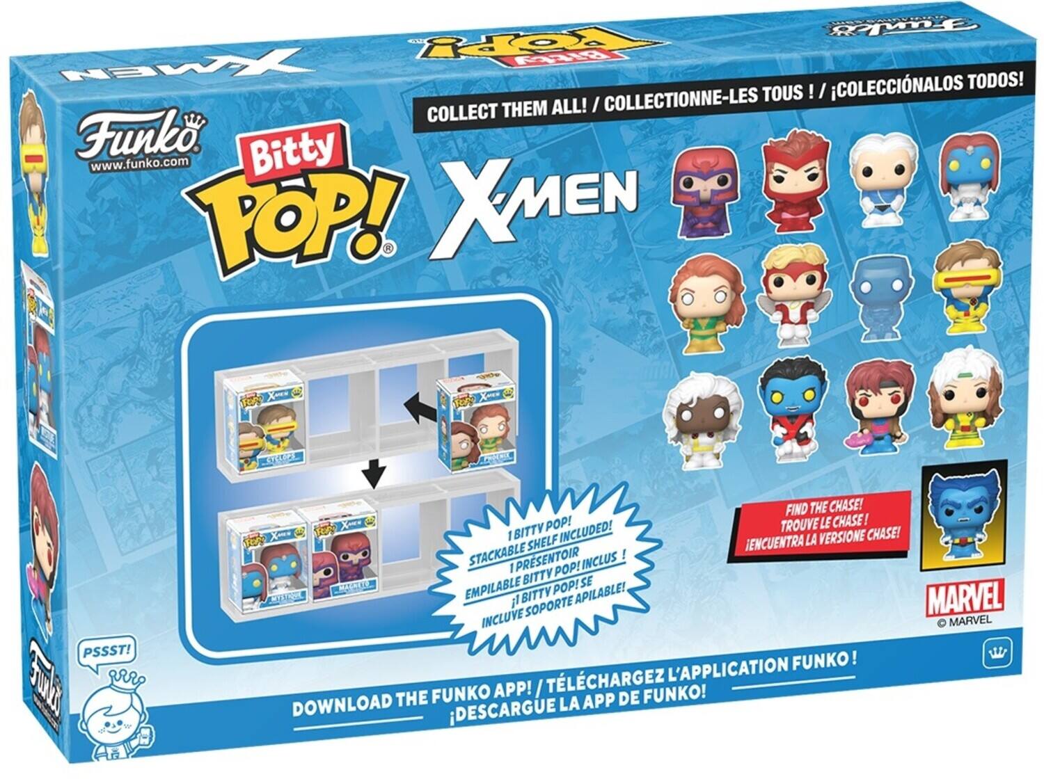 Funli obK Bty XMEN COLECCINALOS TODOS! TOUS ! I COLLECT THEM ALL! I COLLECTIONNE-LES Funk Bitty www.funko.com TOP! XMEN E PSSST! FIND THE CHASE! X POP! TROUVE LE CHASE! 1BITTY I SHELF INCLUDED! ENCUENTRA LA VERSIONE CHASE! STACKABLE PRSENTOIR INCLUS! ! BITTY POP! CASTIE EMPILABLE! MARVEL SOPORTE INCLUVE O MARVEL L'APPLICATION FUNKO! FUNKO APP! / TLCHARGEZ FUNKO! DOWNLOAD THE LA APP DE DESCARGUE