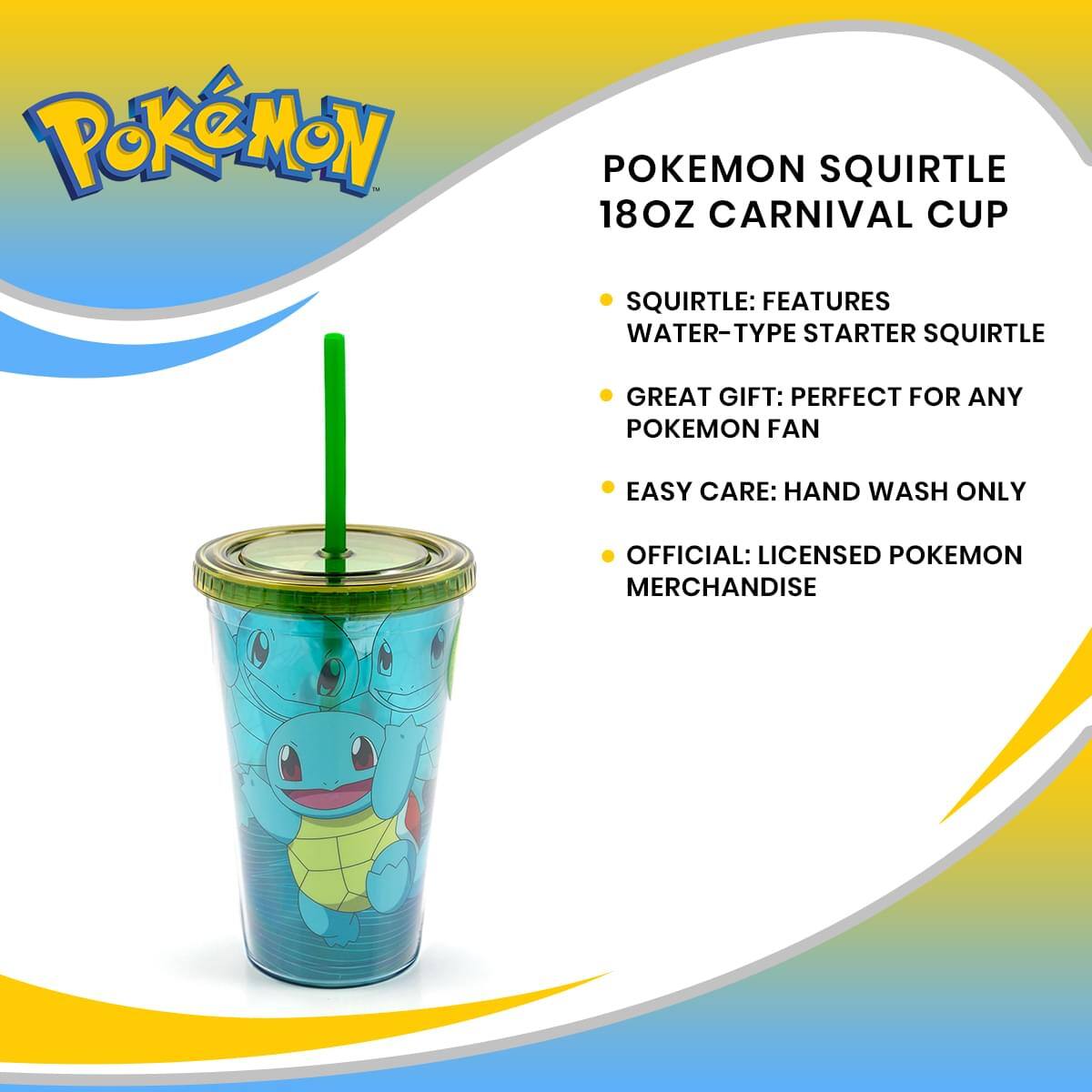 POKEMON SQUIRTLE 18OZ CARNIVAL CUP

- SQUIRTLE: FEATURES WATER-TYPE STARTER SQUIRTLE
- GREAT GIFT: PERFECT FOR ANY POKEMON FAN
- EASY CARE: HAND WASH ONLY
- OFFICIAL: LICENSED POKEMON MERCHANDISE
