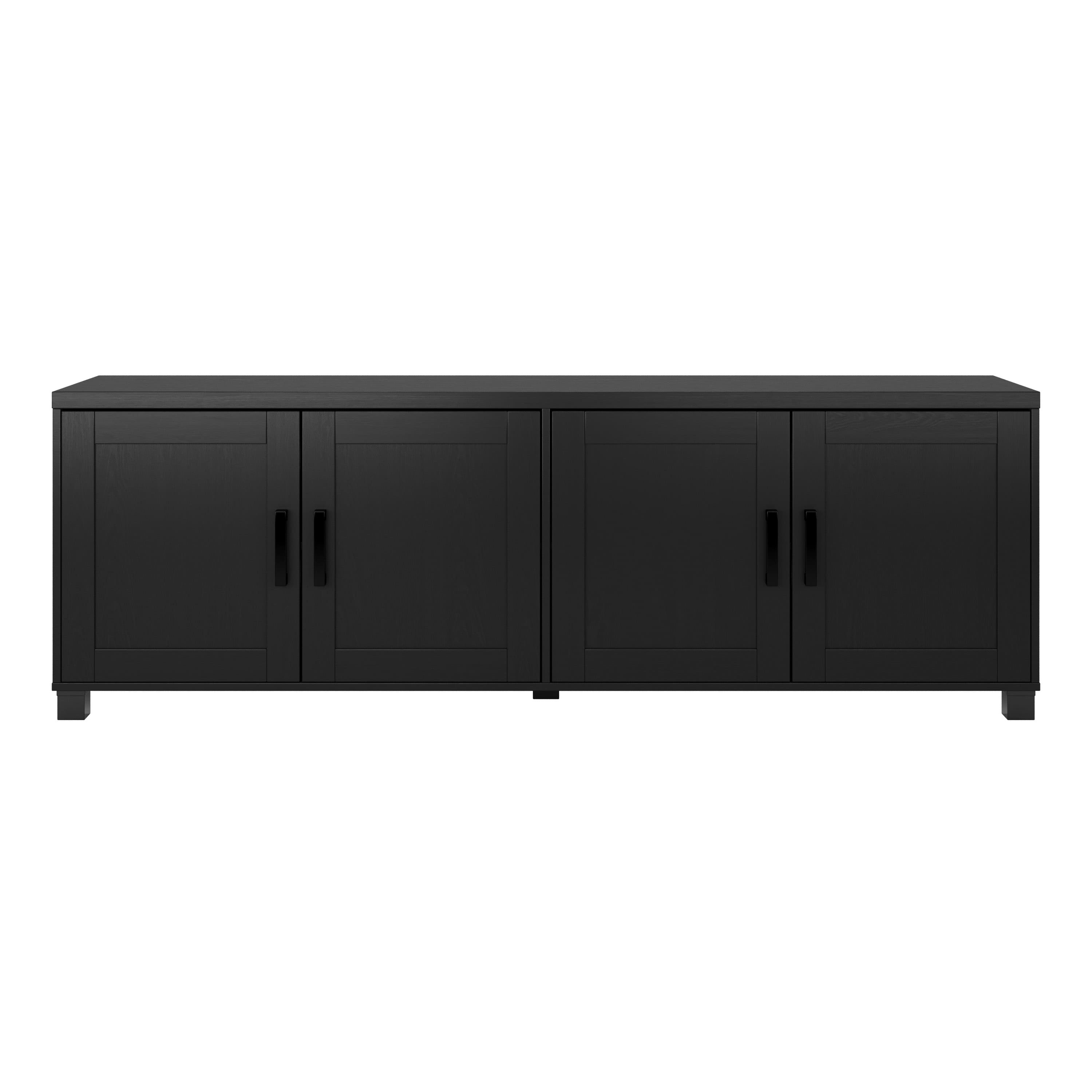 Front. CorLiving - CorLiving - Virlomi Collection TV Stand with Enclosed Cabinets for Most TVs up to 85" - Black Ravenwood.