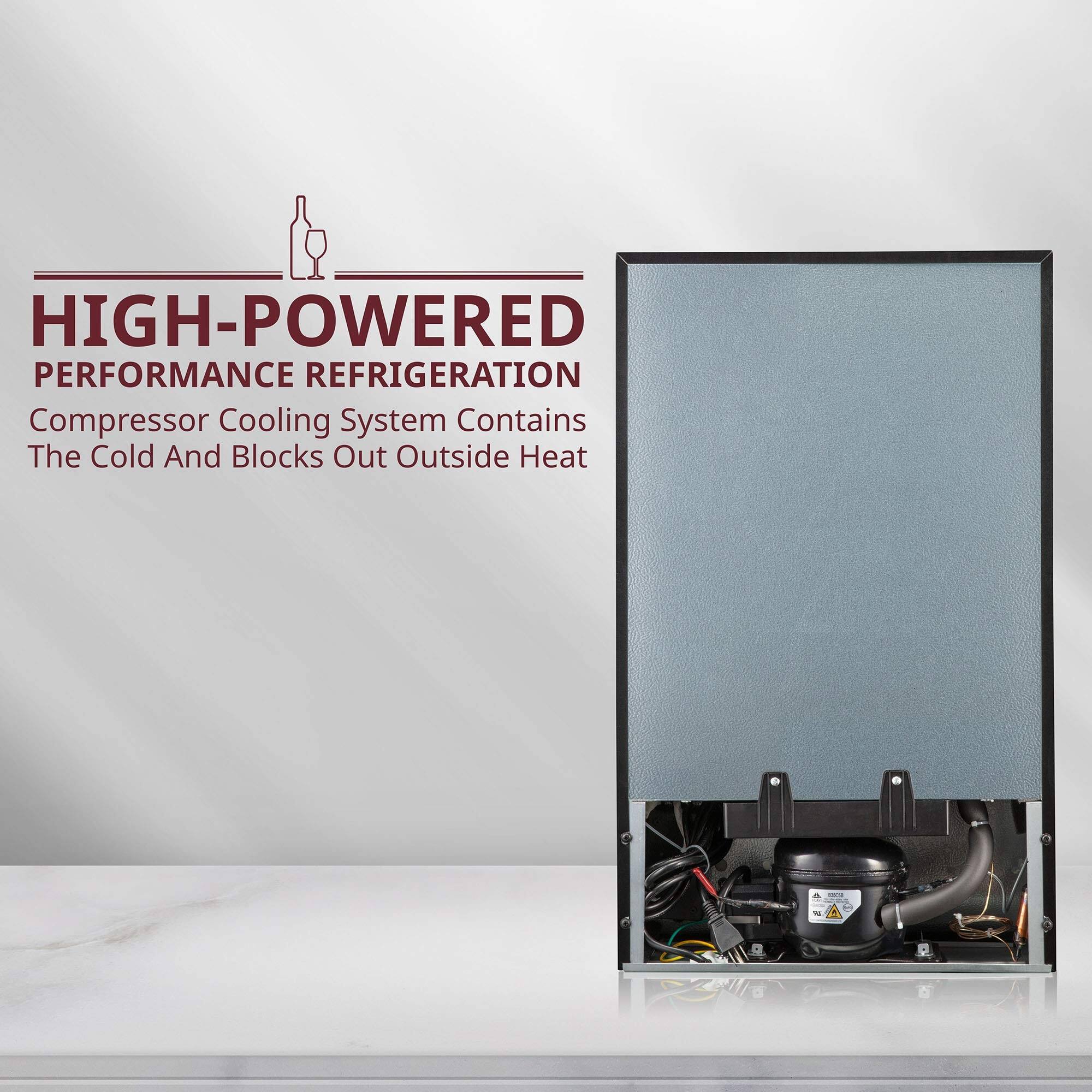 HIGH-POWERED PERFORMANCE REFRIGERATION  
Compressor Cooling System Contains The Cold And Blocks Out Outside Heat