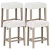 Front. Costway - Counter Height Bar Stools Set of 4 with Rubber Wood Legs Footrest Modern for Home - White.