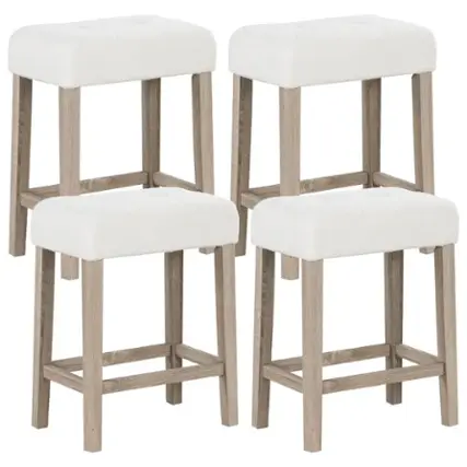 Front. Costway - Counter Height Bar Stools Set of 4 with Rubber Wood Legs Footrest Modern for Home - White.