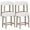 Costway - Counter Height Bar Stools Set of 4 with Rubber Wood Legs Footrest Modern for Home - White