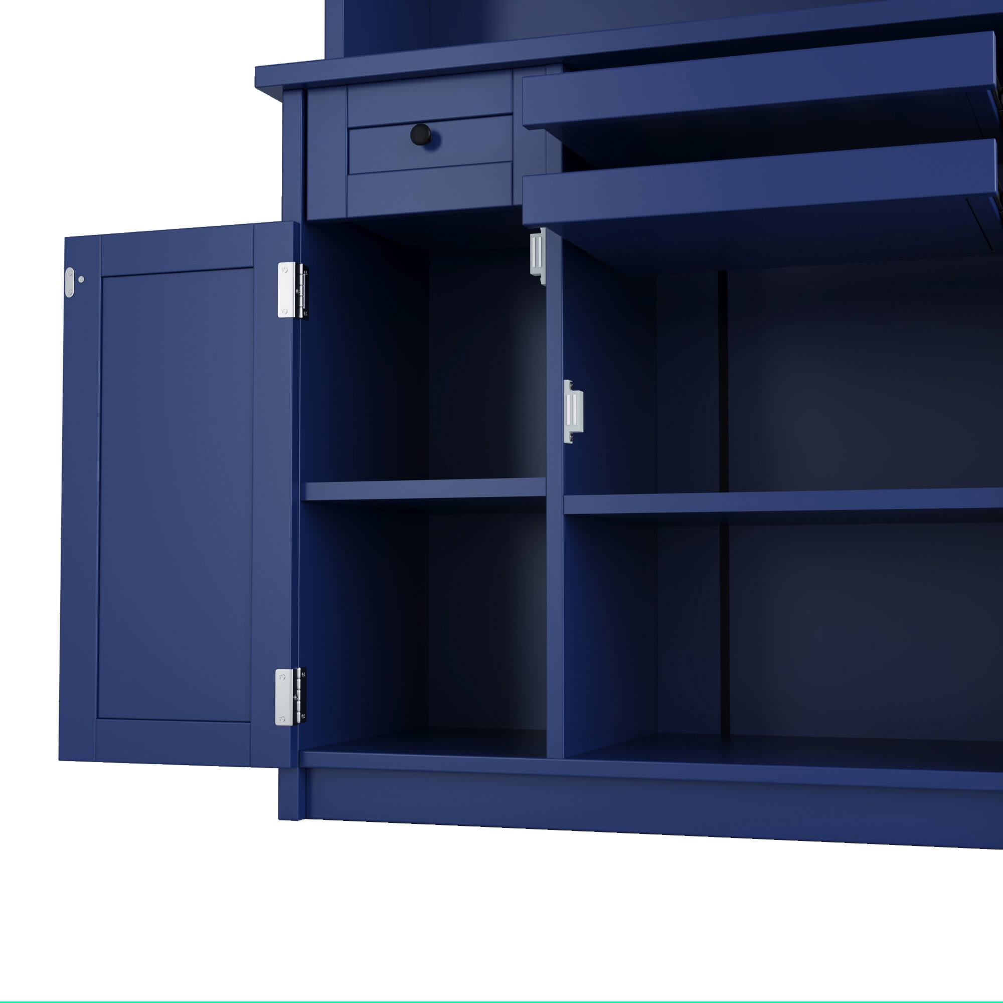 Alt View 7. Spaco - Spaco 35" Farmhouse Pantry Cabinet Buffet, Freestanding Kitchen Hutch with Wine Rack, Adjustable Shelves for Dining Room - Blue.