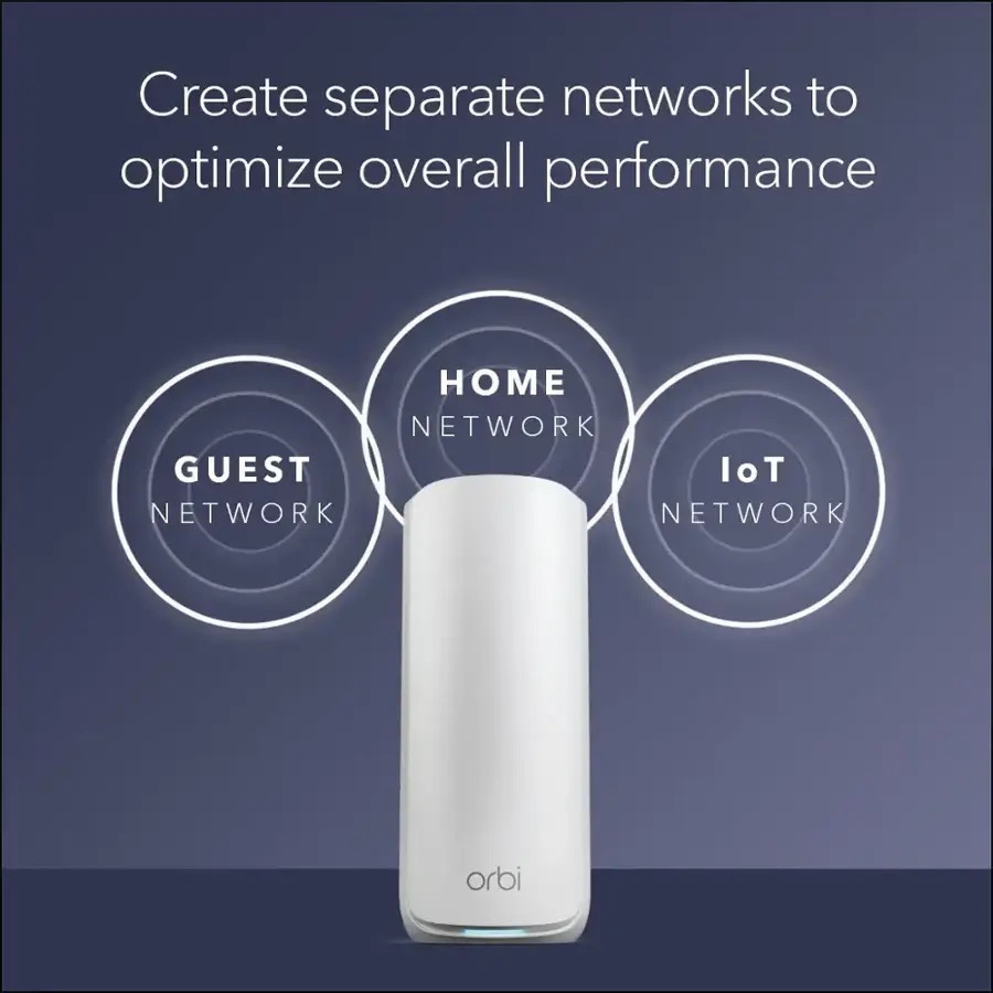 Create separate networks to optimize overall performance. Home Network, Guest Network, IoT Network, Orbi.