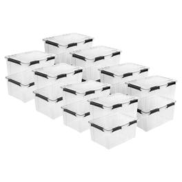 Sterilite - 80Qt Gasket Box, Stackable Storage Container with Lids, Black, 16 Pack