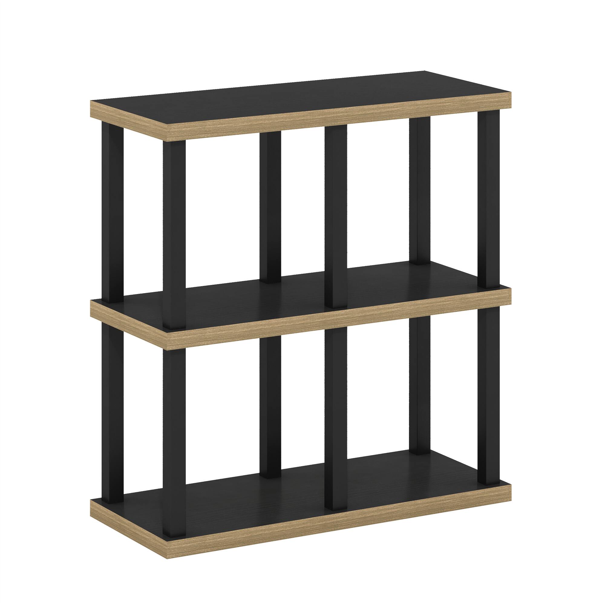 Front. Furinno - Turn-N-Tube No Tools 4-Cube Decorative Display Shelf, Americano/Black - Americano/Black.