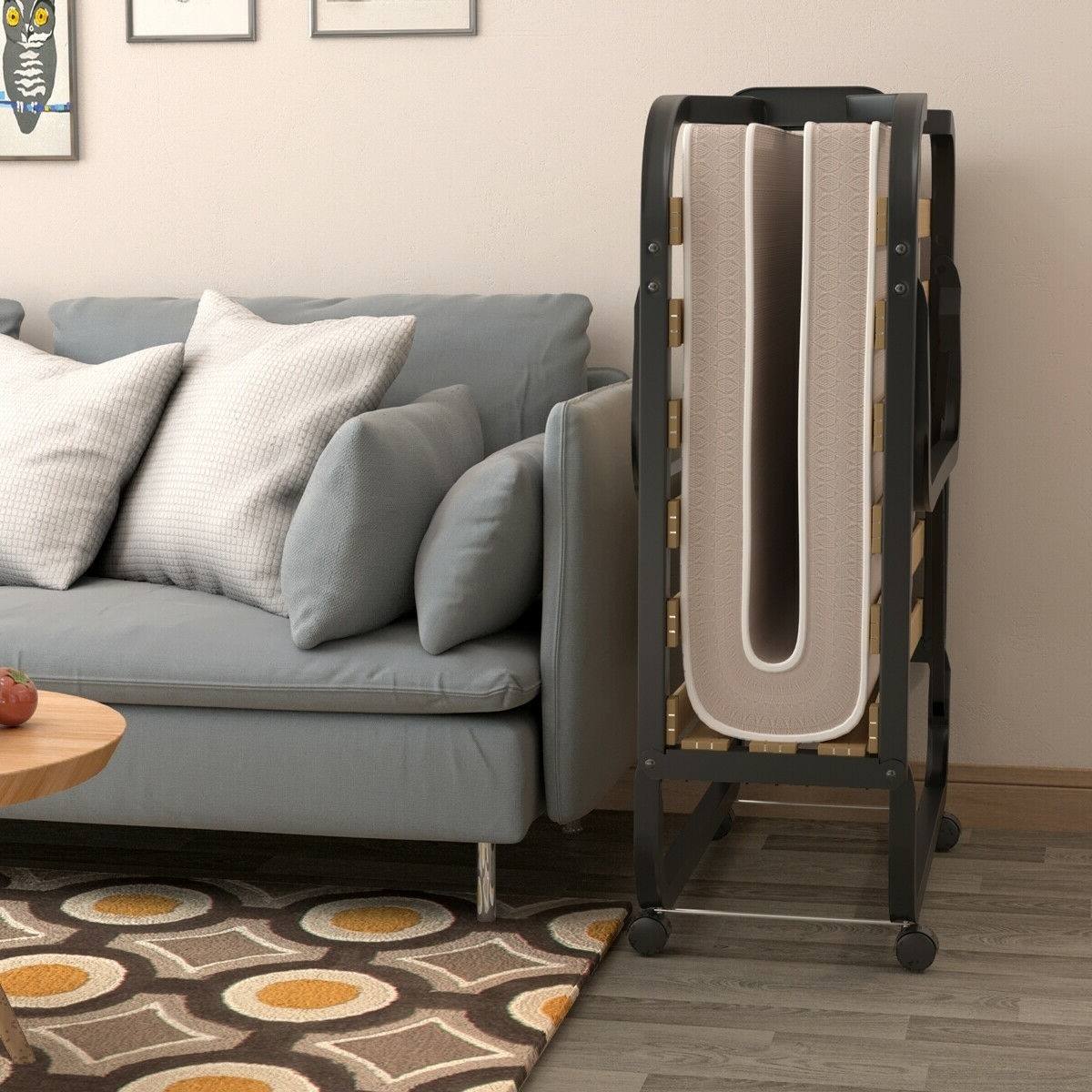 Alt View 1. Hivvago - Hivvago Rollaway Bed with Casters Wheels and Folding Memory Foam Mattress - Beige.