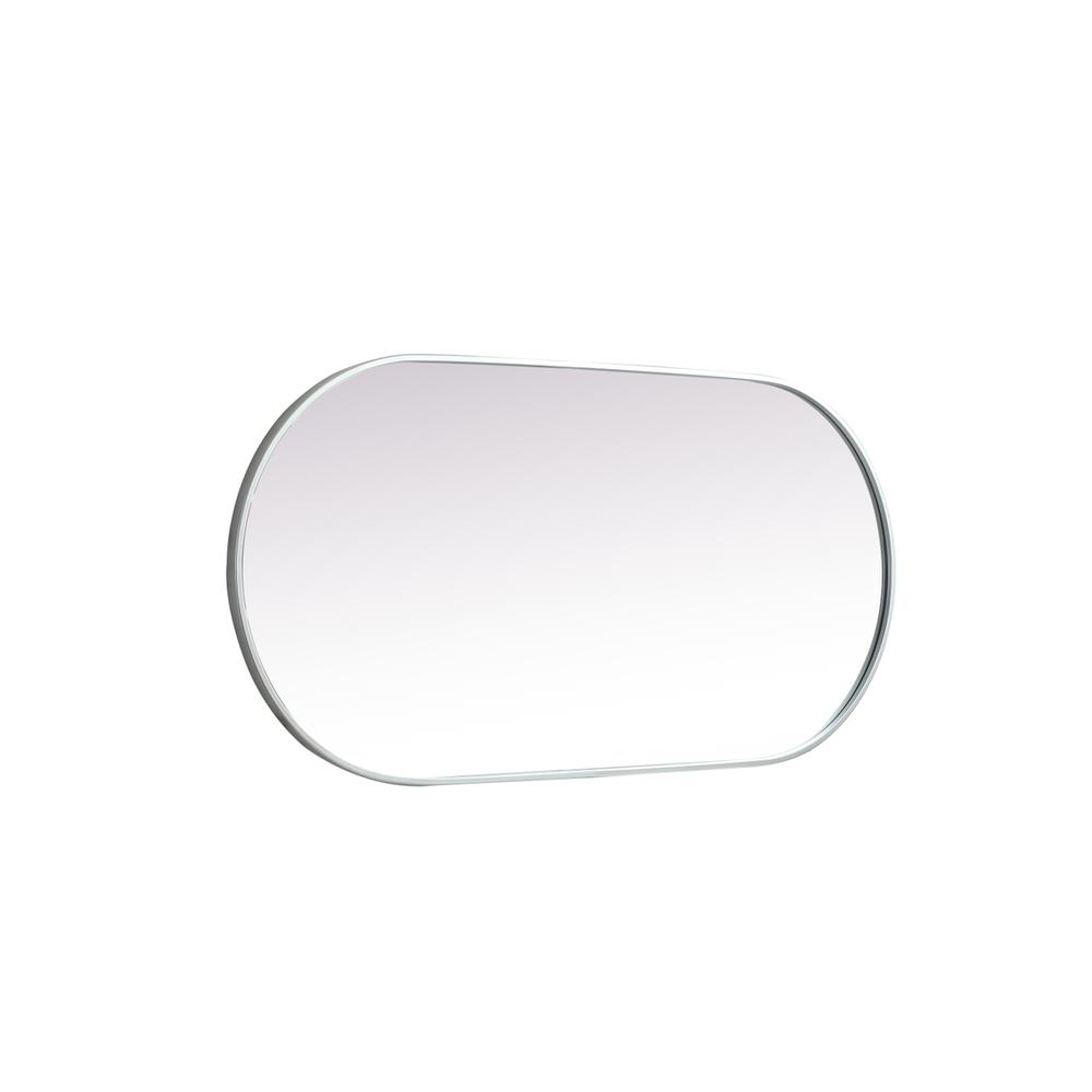 Left. Elegant Decor - Metal Frame Oval Mirror 24x48 Inch in Silver - Silver.