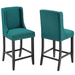 Baron Upholstered Fabric Counter Stool Set of 2 by Modway - Blue