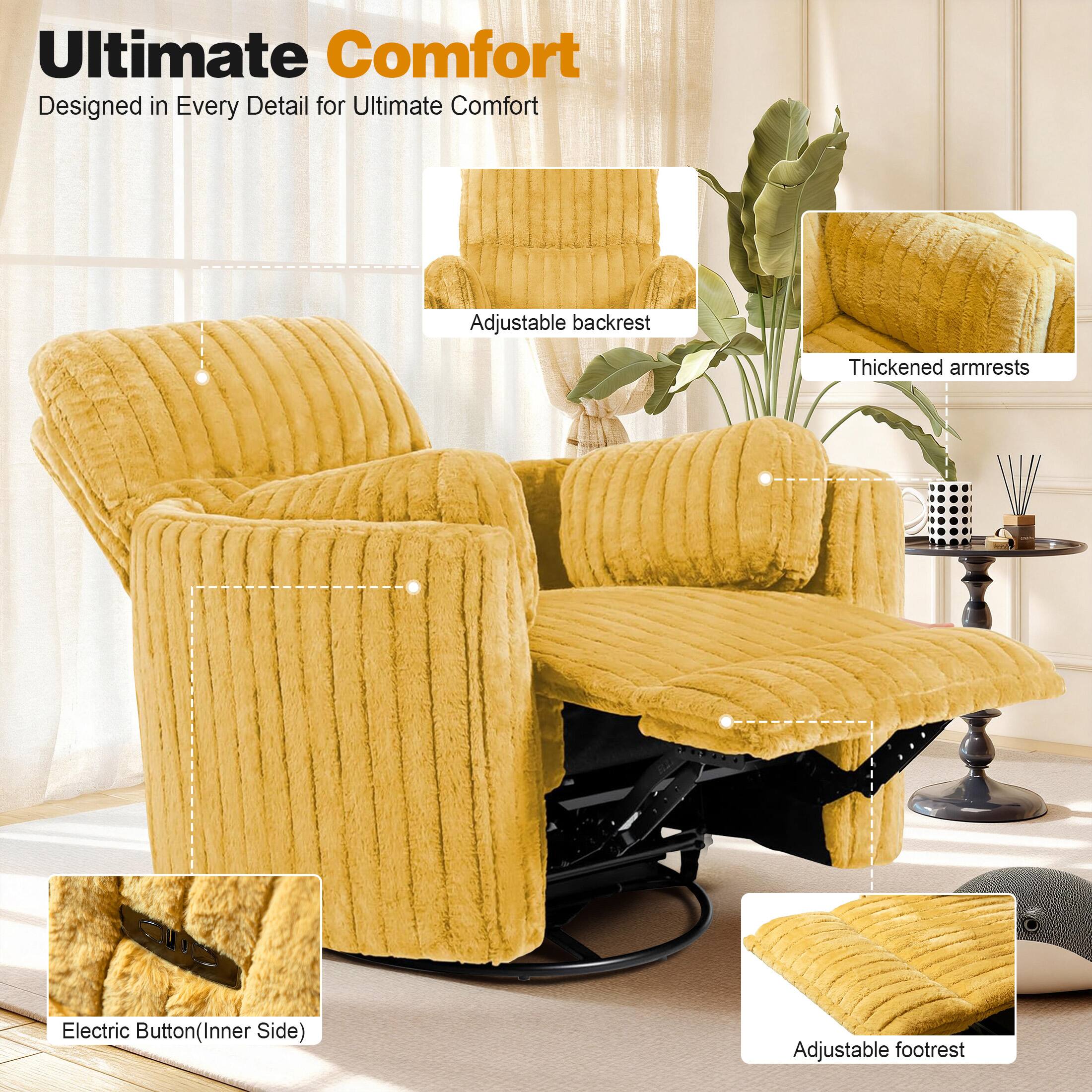 Ultimate Comfort  
Designed in Every Detail for Ultimate Comfort  

- Adjustable backrest  
- Thickened armrests  
- Electric Button (Inner Side)  
- Adjustable footrest