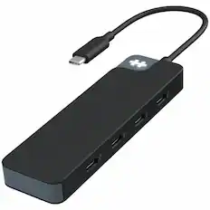 Front. Hyper - Hyper HyperDrive Flex 4 Port USB-C Hub - USB Type C - 640 MB/s - Notebook - Desktop - 4 USB Port(s) - PC, Mac.
