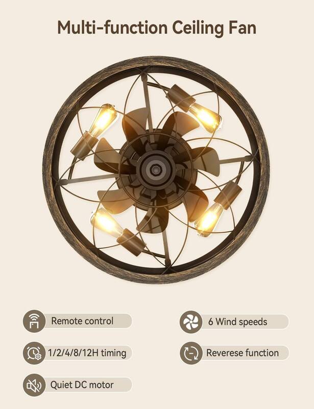 Multi-function Ceiling Fan

- Remote control
- 6 Wind speeds
- 1/2/4/8/12H timing
- Reverse function
- Quiet DC motor