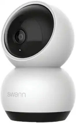 Front. Swann - EVO 2K HD Pan-Tilt Indoor Wi-Fi Security Camera W/ Auto Tracking, Motion/Pet/Person Detection, Night Vision, 2-Way Talk - White.