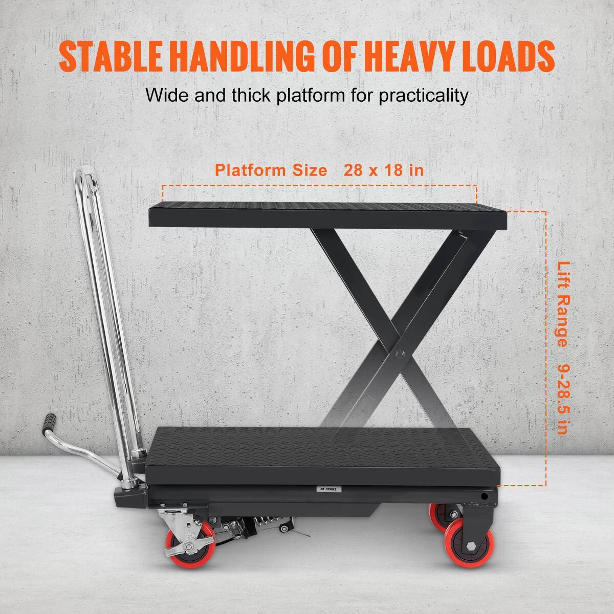 Ropilly Hydraulic Lift Table Cart, 500 lb Capacity Manual Single ...