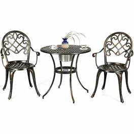 Boyel Living - 3 Pieces Outdoor Set Patio Bistro with Attached Removable Ice Bucket - Antique Bronze