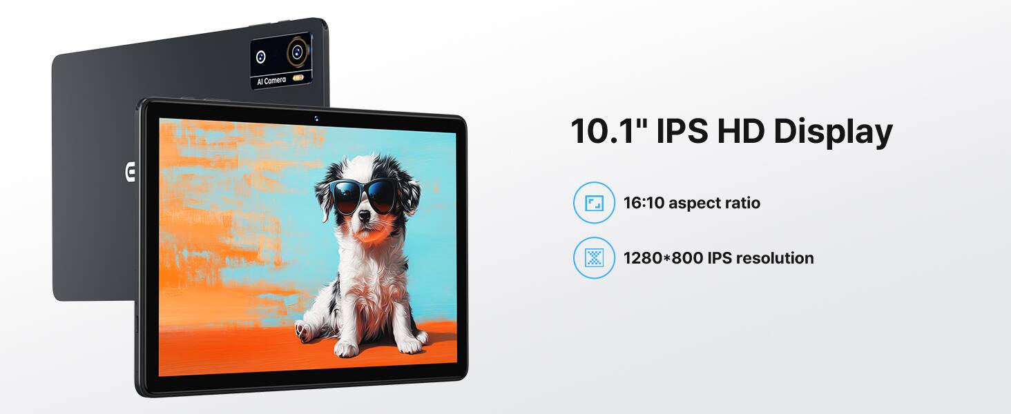 Al Comera C 10.1" IPS HD Display  
16:10 aspect ratio  
1280*800 IPS resolution