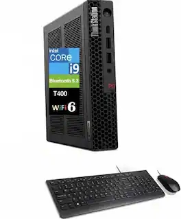Lenovo - ThinkStation P3 Tiny Workstation Mini Desktop (Intel i9-14900 vPro, T400 4GB, 32GB DDR5, 2TB SSD, Win 11 Pro) - Black