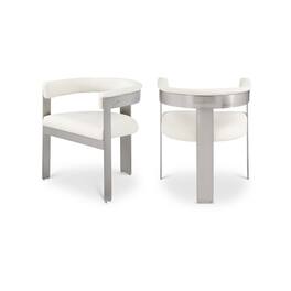 Meridian Furniture - Romeo Cream Vegan Leather Dining Chair, Set of 2 - Beige