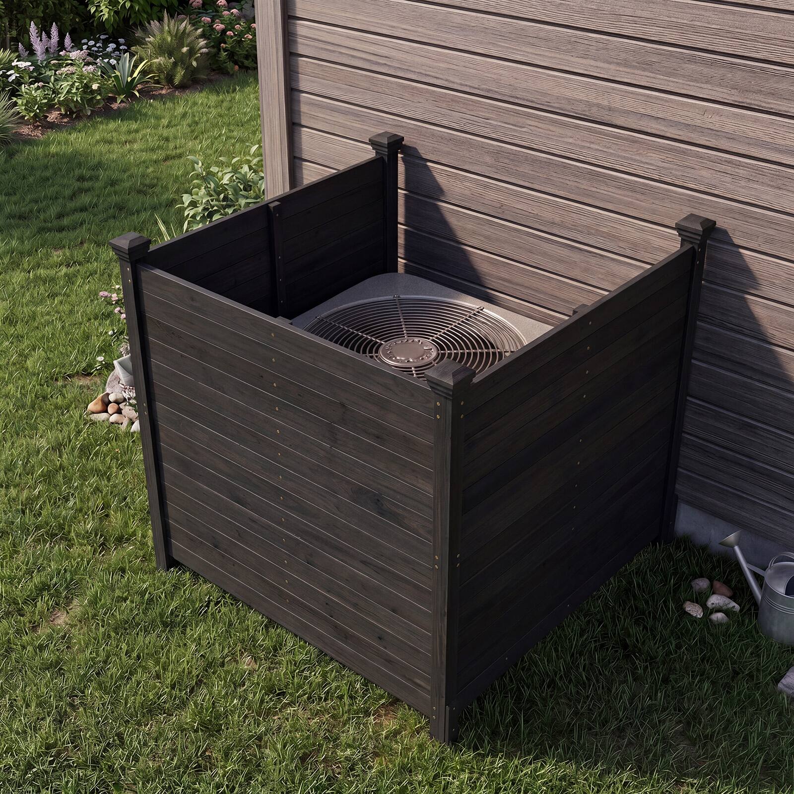 Alt View 2. Costway - Costway Outdoor Privacy Fence, 47 x 47-Inch 3-Panel Air Conditioner Fence for Outside - Black.