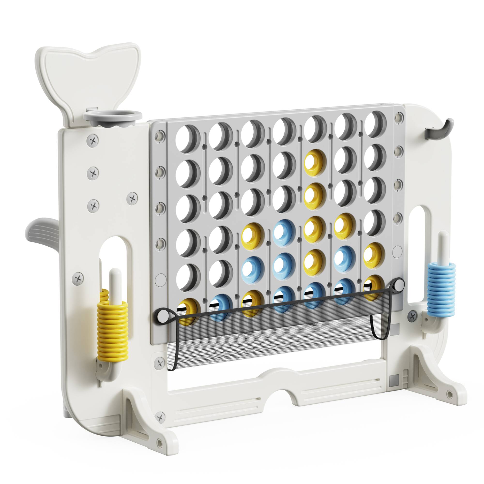 Alt View 5. ELEMENT ACE - 4-in-1 Adjustable Height Family Game Set with Basketball, Ring Toss, Golf,  Connect Four for Indoor and Outdoor - White+gray.