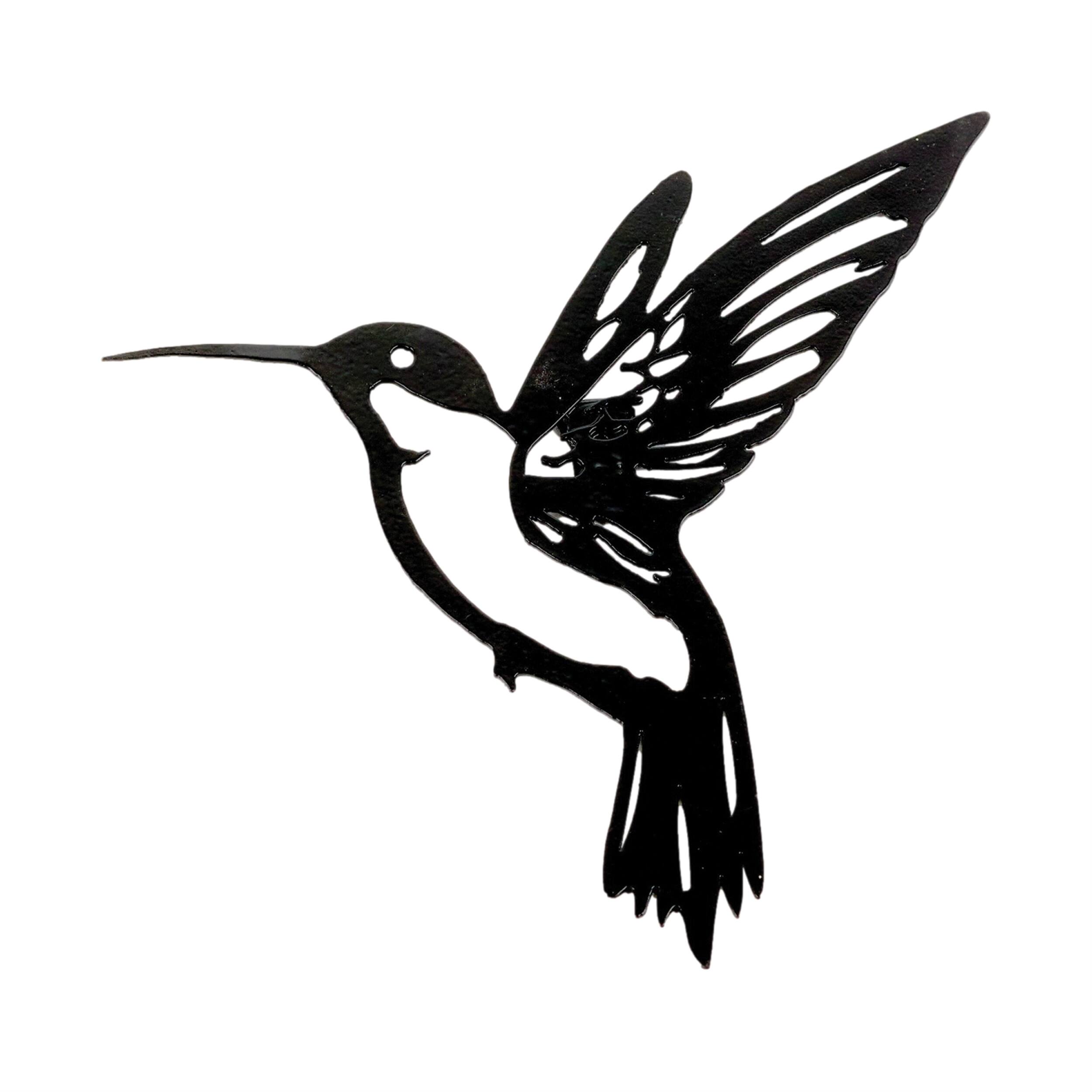 Left. BreeBe - Metal Hummingbird Wall Accent  (Set of 6) - Black.