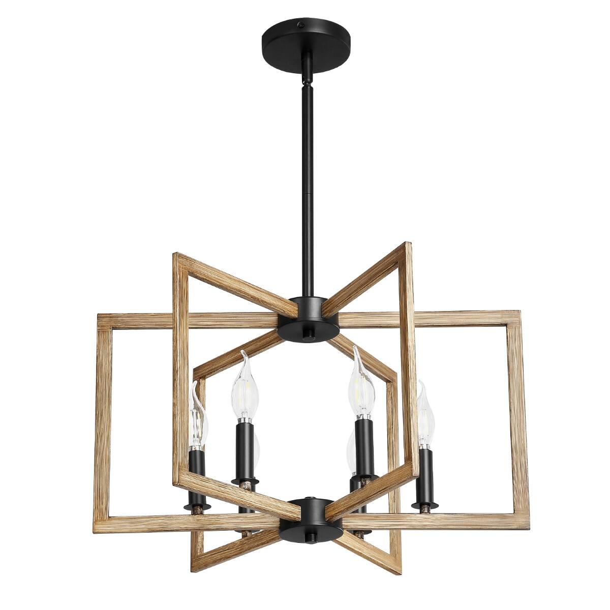 Alt View 6. Loheer - Loheer 6-Light Chandelier, Black Metal Farmhouse Dining Room Hanging Light with Adjustable Height.