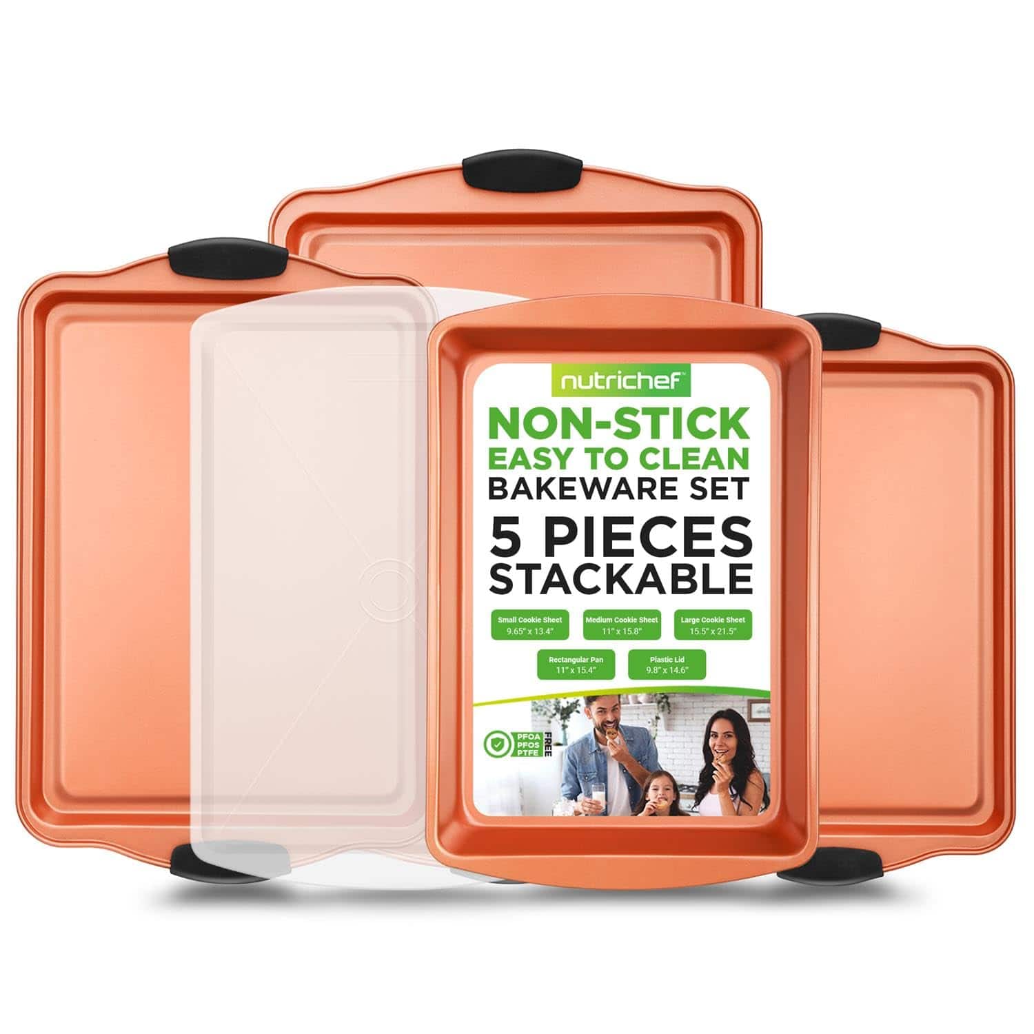 NutriChef - 5-Piece Baking Pans Set - Stackable