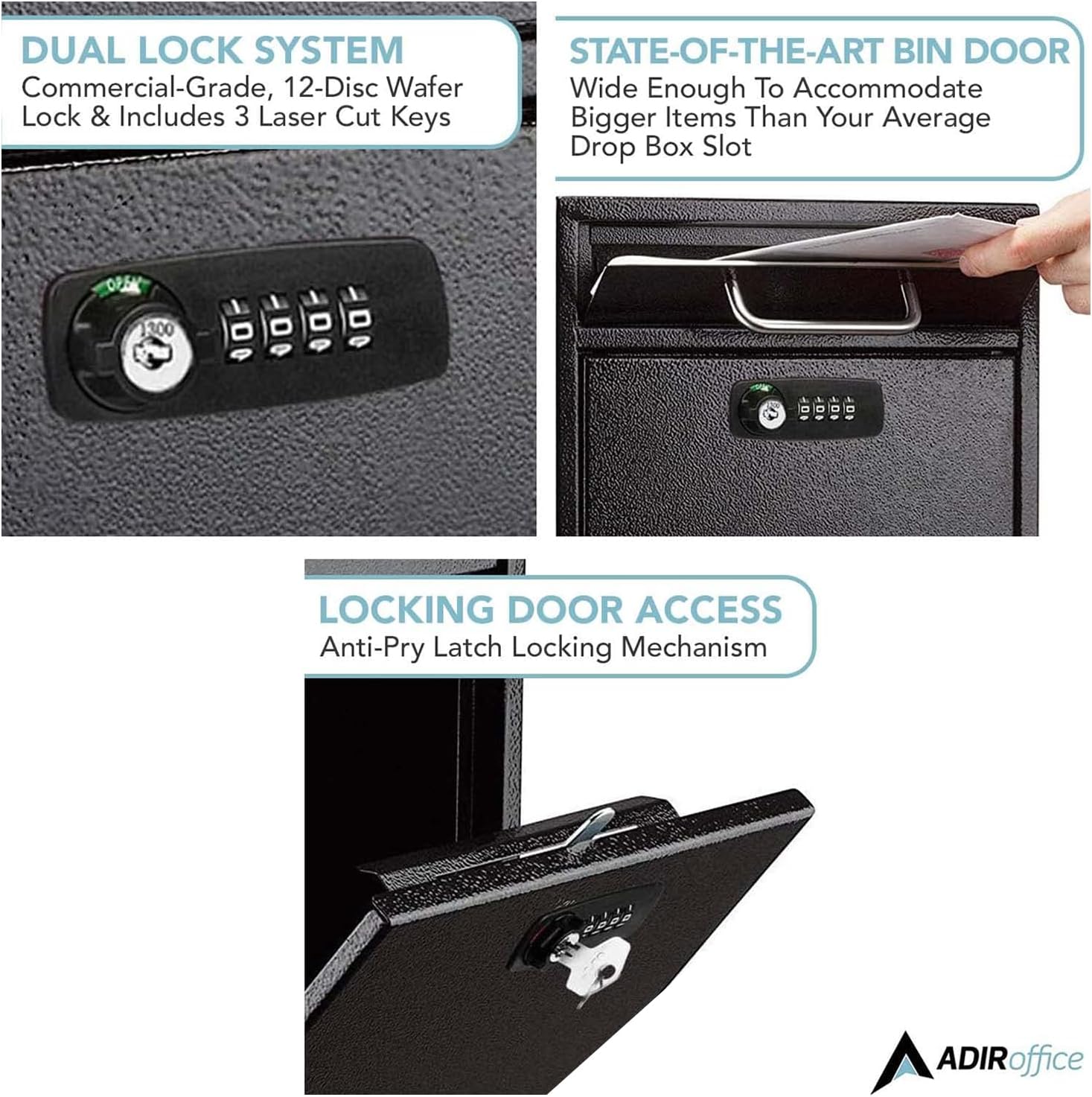 DUAL LOCK SYSTEM, STATE-OF-THE-ART BIN DOOR, LOCKING DOOR ACCESS