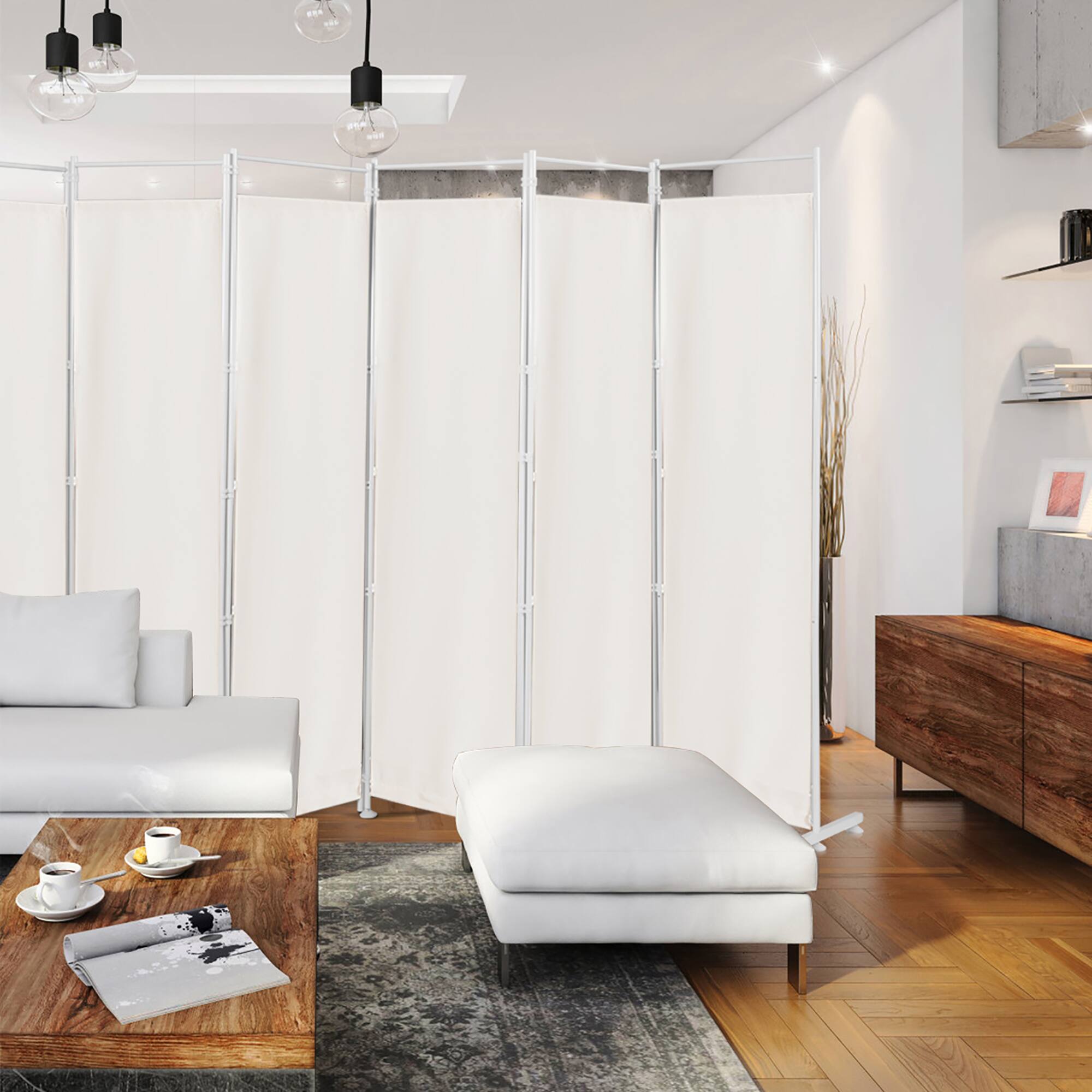 Alt View 1. Costway - Costway 6-Panel Room Divider Folding Privacy Screen w/Steel Frame Decoration - White.