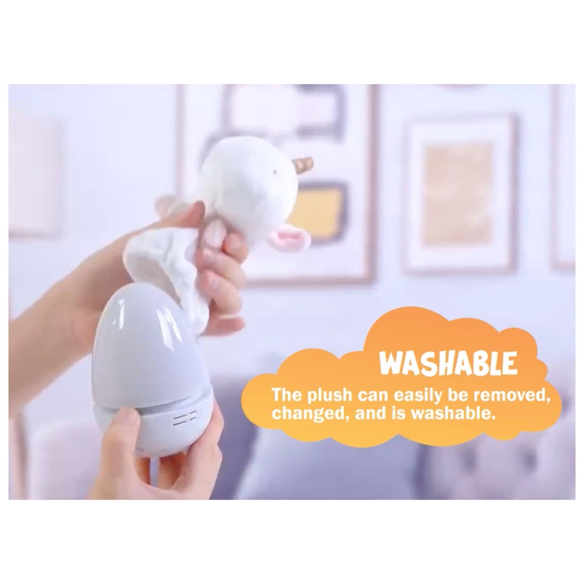 WASHABLE  
The plush can easily be removed, changed, and is washable.