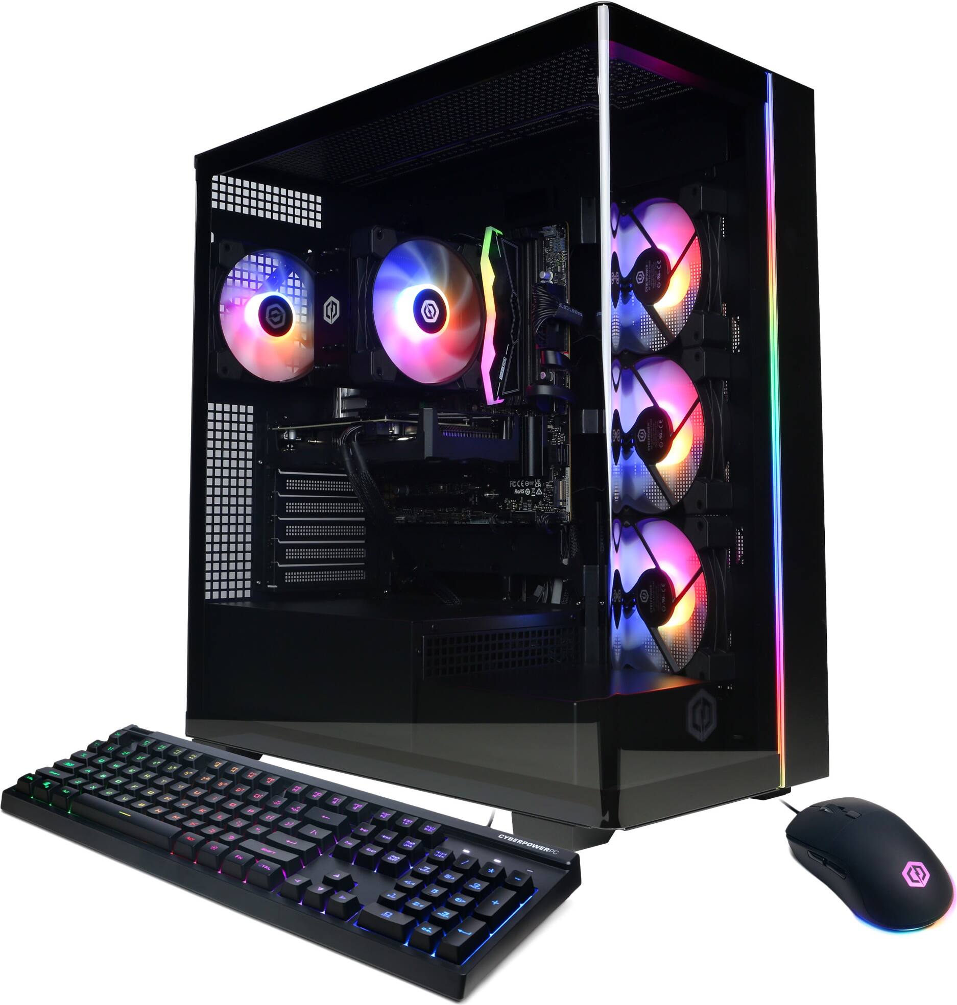 Front. CyberPowerPC - Gaming Desktop - AMD Ryzen 7 8700F - AMD Radeon RX 9060 XT 8GB - 16GB DDR5 RGB - 2TB PCIe 4.0 SSD - Black.