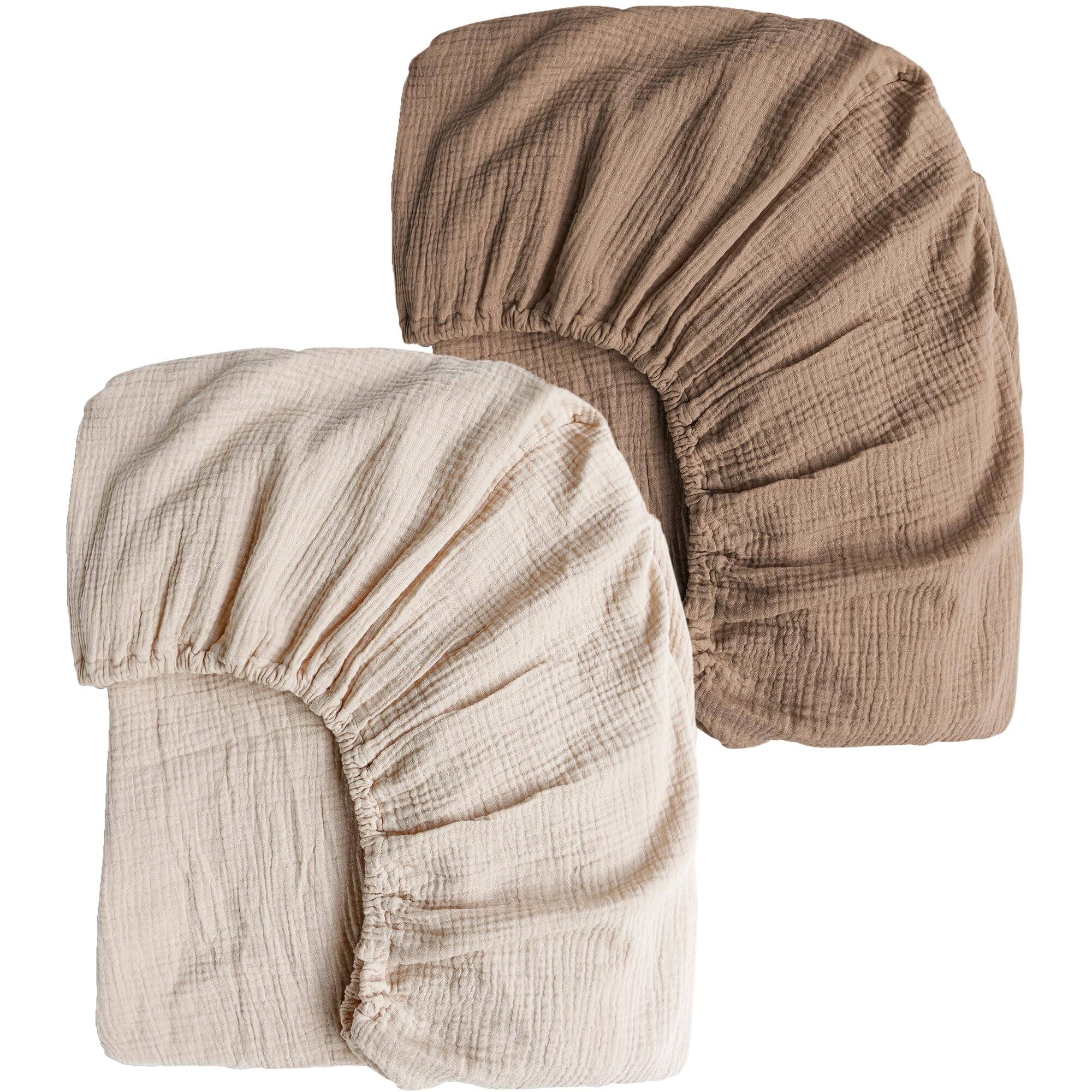 Brown, Cream Crib Sheets