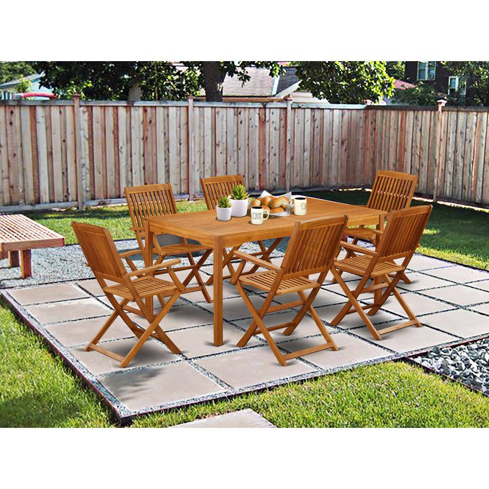 Back. East West Furniture - Wooden Patio Set Natural Oil - Brown.
