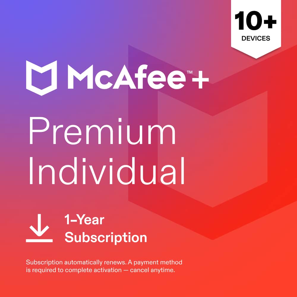 McAfee - McAfee+ Premium (Unlimited Devices) Antivirus Software with Scam Protection (1-Year Subscription with Auto-Renewal) - Windows, Mac OS, Chrome, Apple iOS, Android [Digital]