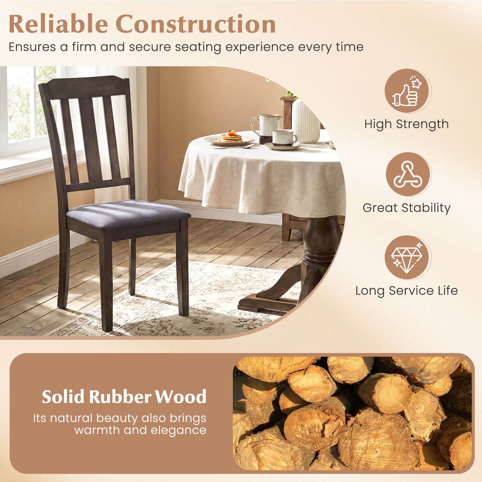 Reliable Construction  
Ensures a firm and secure seating experience every time

- High Strength
- Great Stability
- Long Service Life

Solid Rubber Wood  
Its natural beauty also brings warmth and elegance
