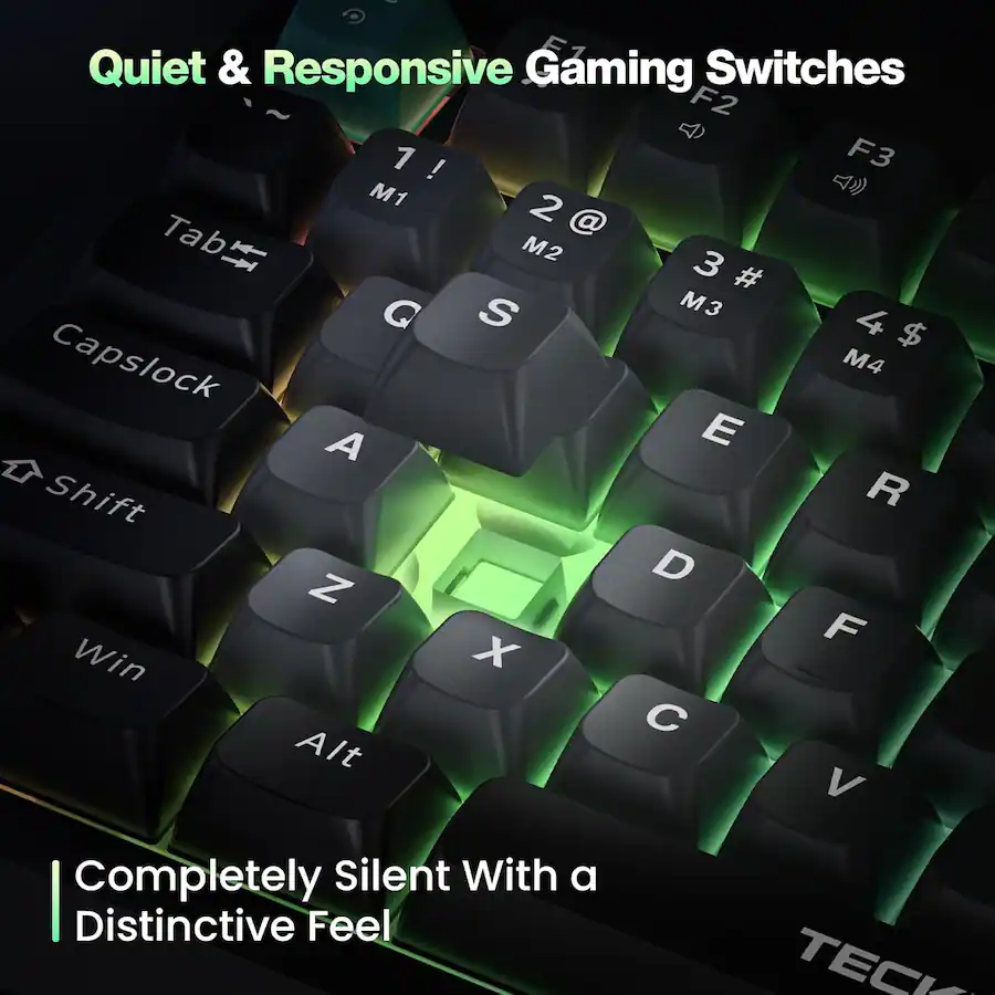 Tecknet TECKNET 75% Wired Gaming Keyboard, RGB Backlit, 82 Keys, Volume Knob ...