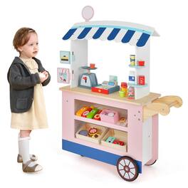Costway - Kids Snacks & Sweets Food Cart Kids Toy Cart Play Set with 30 PCS Accessories - Multicolor