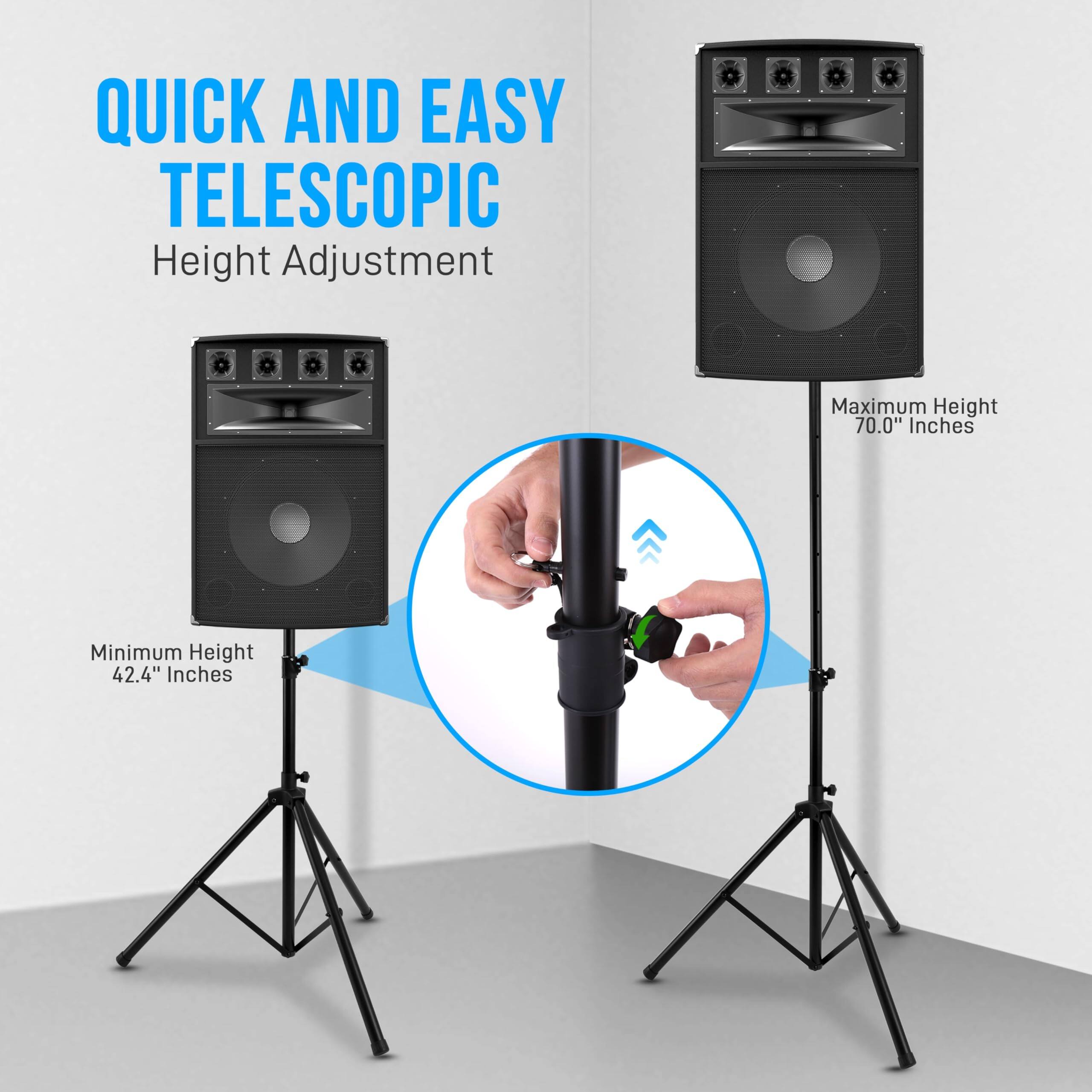 QUICK AND EASY TELESCOPIC Height Adjustment  
Maximum Height 70.0" Inches  
Minimum Height 42.4" Inches