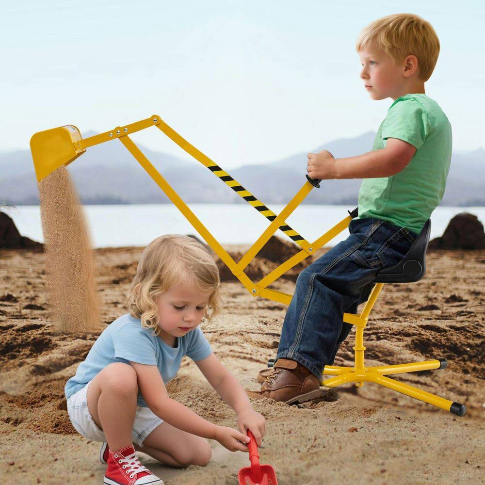 Alt View 5. Resenkos - Sand Digger with 2-Handed Controls & Flexible Shovel - Fun Outdoor Play Toy for 3+ Years Old Kids - Yellow.