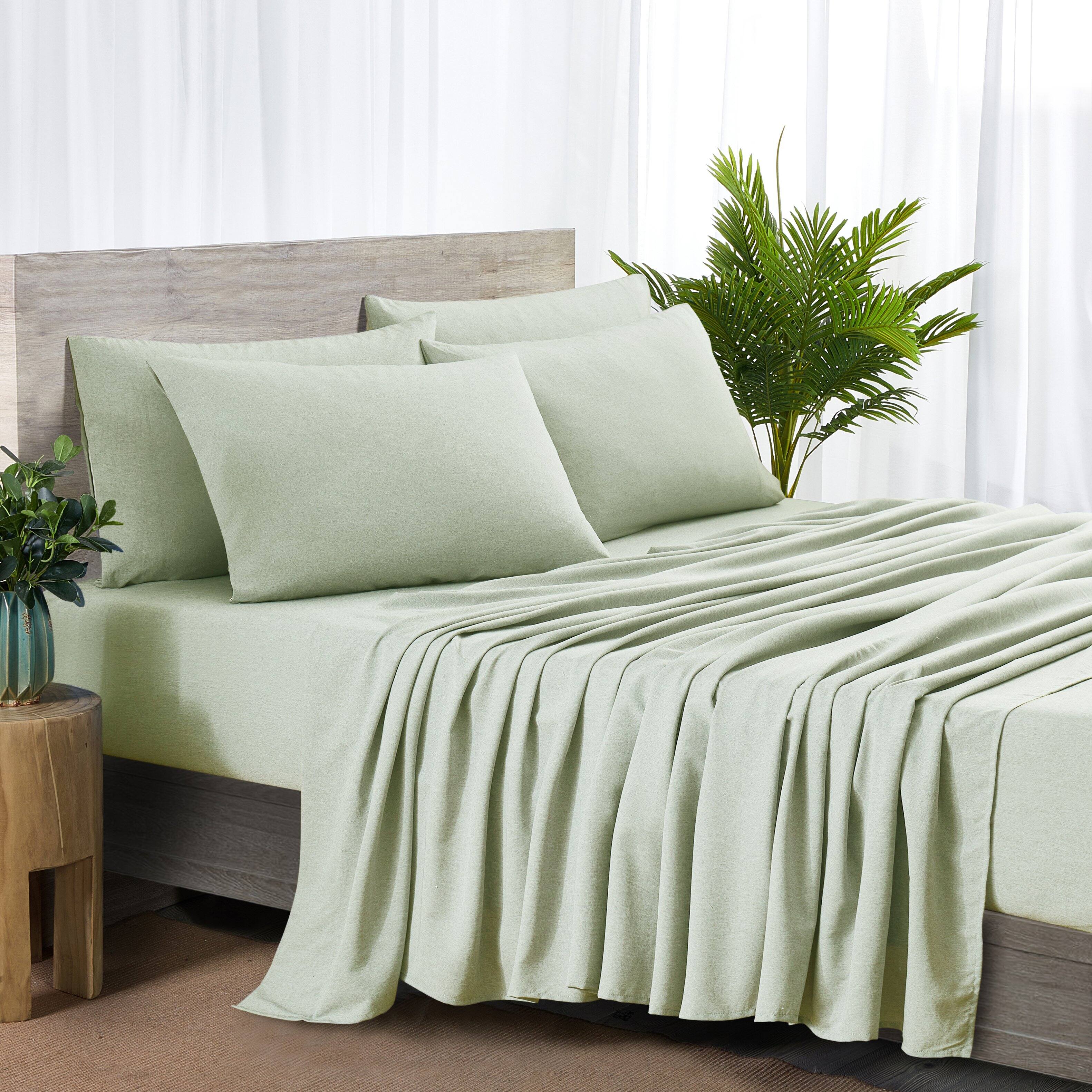 Bibb Home - Bamboo 2000 Thread Count 6-Piece Chambray Deep Pocket Sheet Set with Snug Grip - Sage