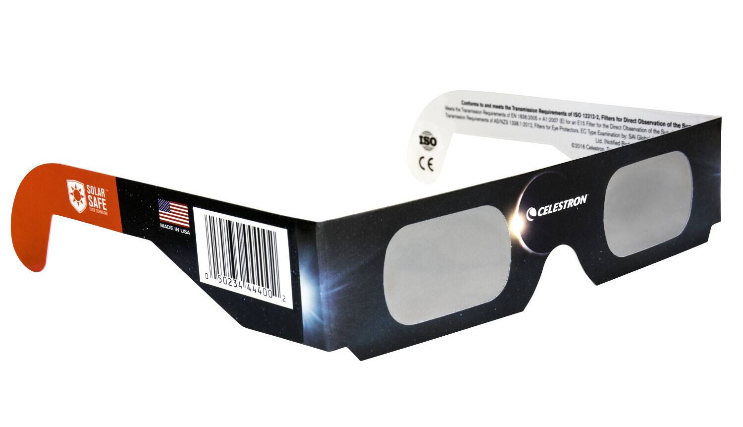 SOLAR SAFE ROW CS  
MADE IN USA  
ISO Confirms and meets the Transmission Requirements of ISO 12312-2. Filters for Direct Observation of the Sun.  
Conforms to and meets the Transmission Requirements of EN 1836:2005 + A1:2007, AS/NZS 1338.1:2012, Filters for Direct Observation of the Sun.  
CE Type Examination by SAI Global Ltd. Notified Body 444001.  
CELESTRON  
©2016 Celestron, Inc.