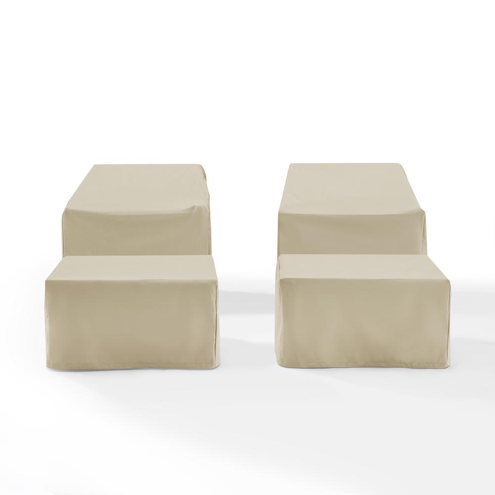 Left. Crosley Furniture - 4Pc Outdoor Furniture Cover Set - 2 Arm Chairs & 2 Ottomans - Tan.