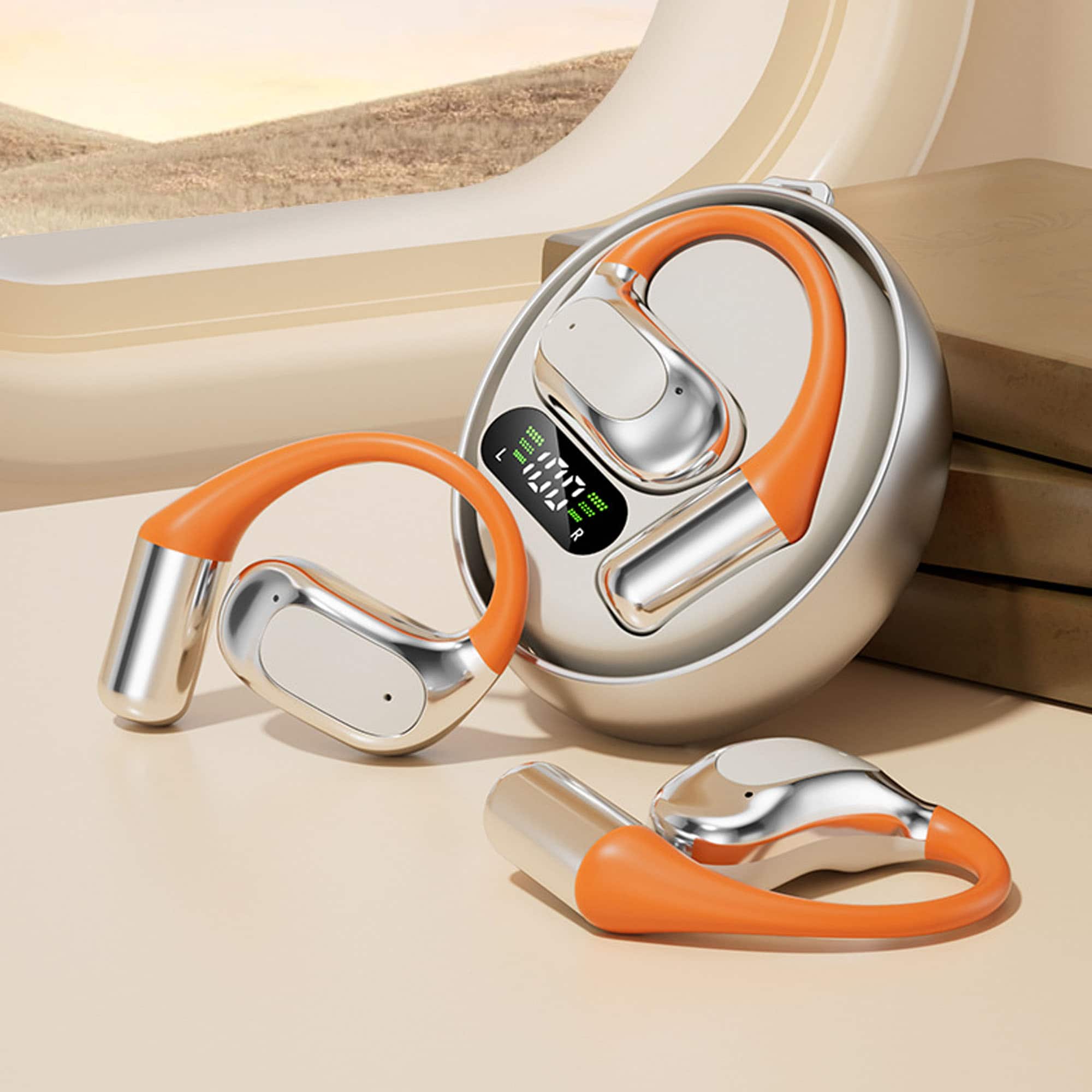 YONWAY - Rotating Coconut Ball Wireless Bluetooth Earphones, Ear-Hook Noise-Canceling Headphones, Waterproof for everyday use