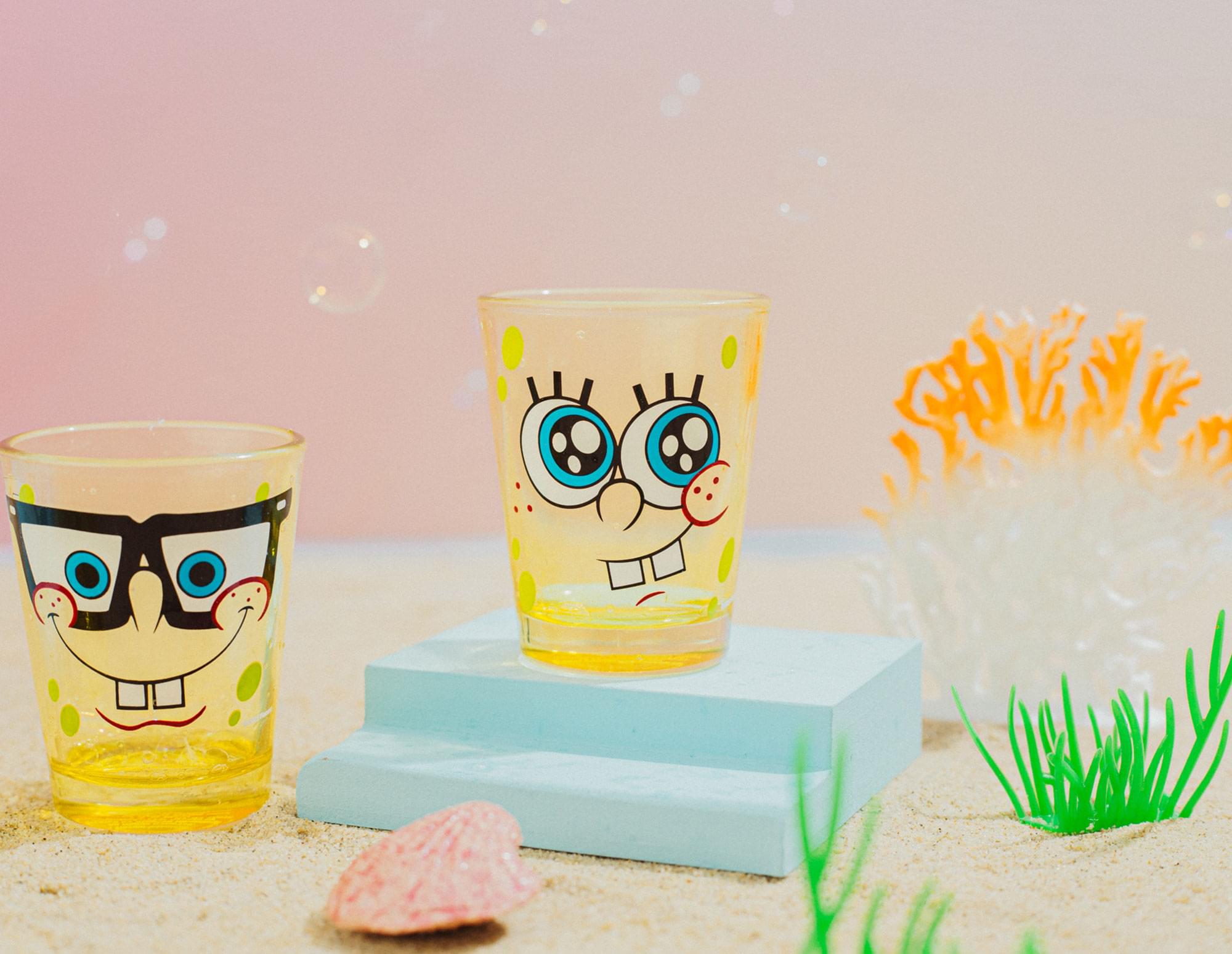 Alt View 5. Silver Buffalo - Nickelodeon SpongeBob Faces 2-Ounce Mini Glasses | Set of 4 - Yellow.