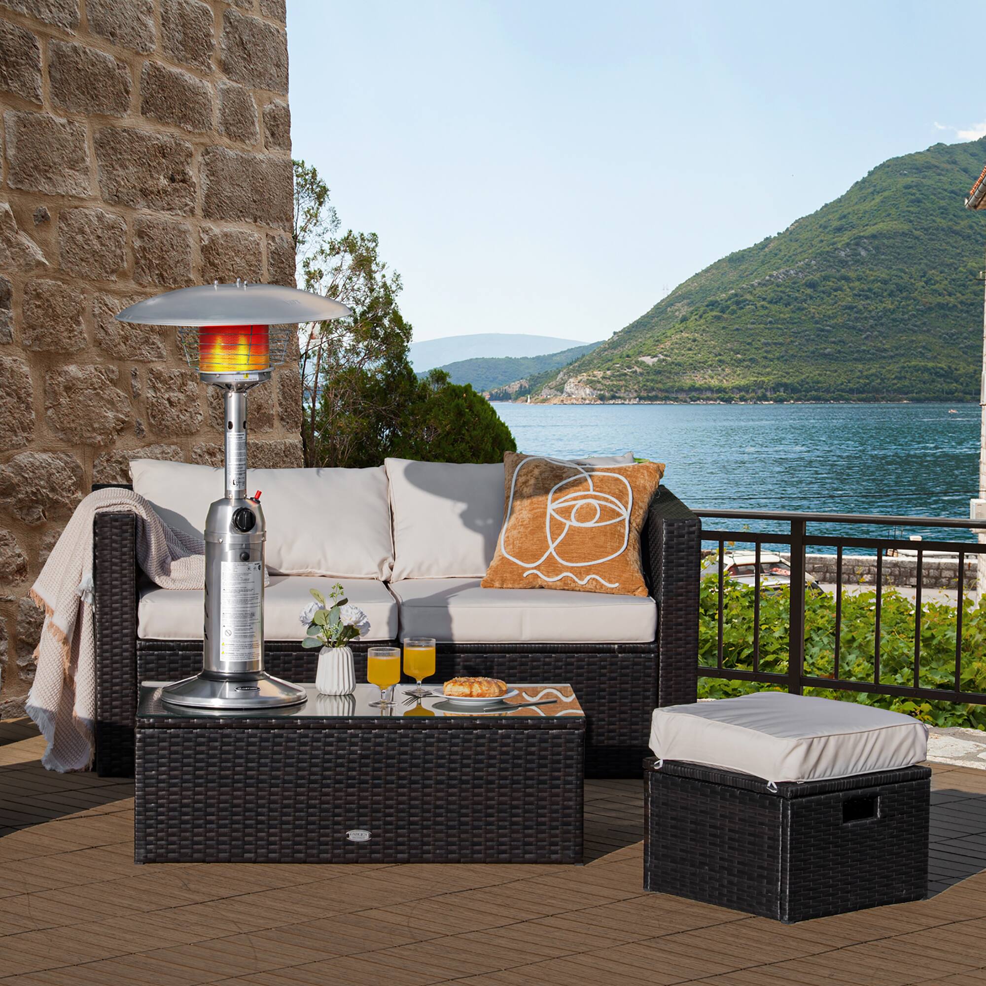 Alt View 1. Costway - Costway Patio Heater 11,000BTU Portable Tabletop Stainless Steel Standing Propane Heater - Silver.