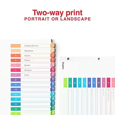 Staples Table Card Staples Customizable Table of Contents Numeric Dividers, 15 Tabs, 6 ...